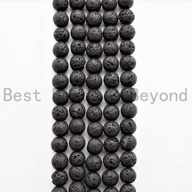 BestBeads&Beyond – Großhandel Perlen – Runde schwarze Lavaperlen für den Großhandel, 4 mm/6 mm/8 mm/10 mm/12 mm/14 mm1