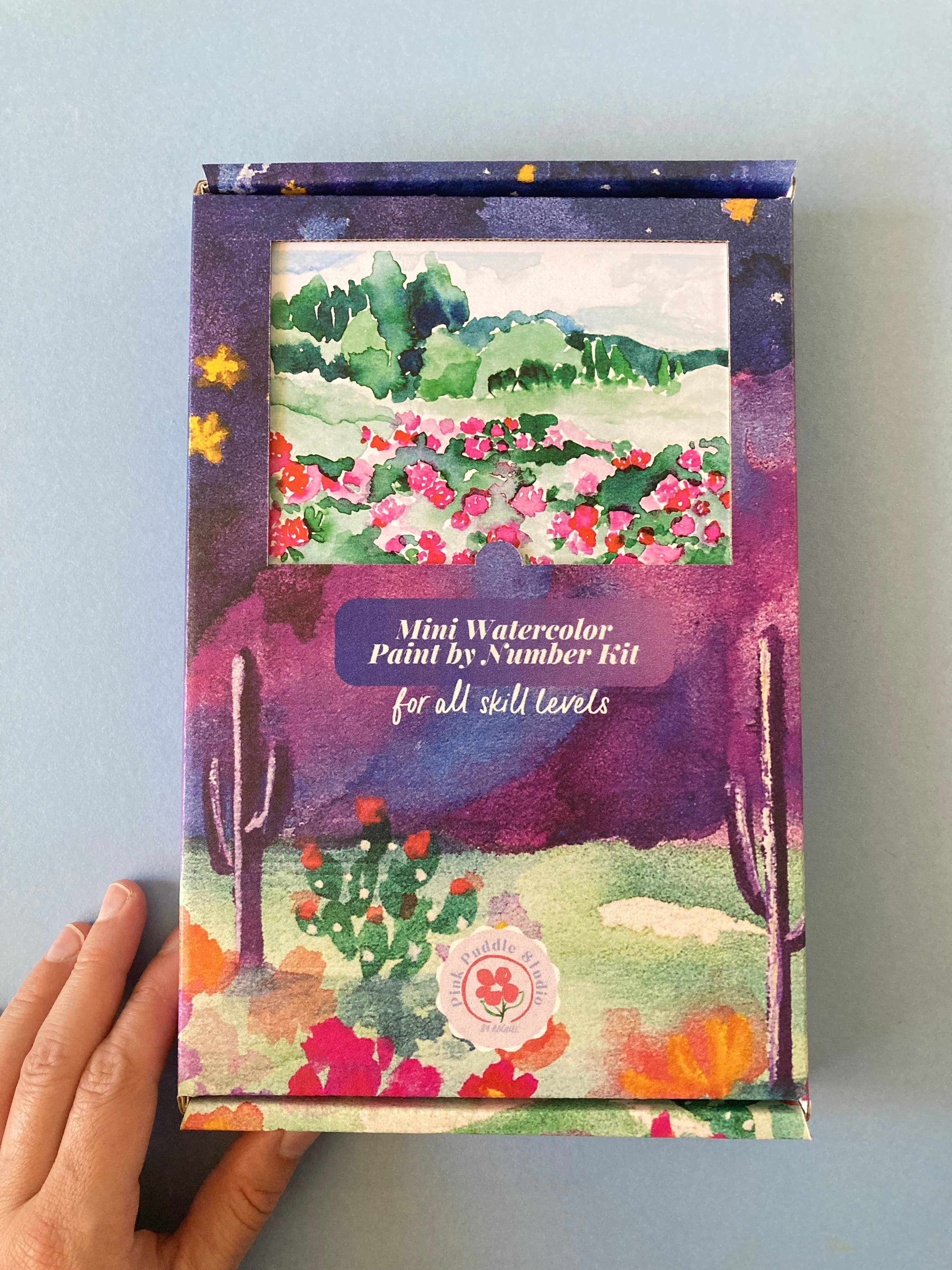 Pink Puddle Studio - Wholesale DIY Craft Kit - Rose Flowers Landscape Watercolor Paint by Number DIY  Kit6