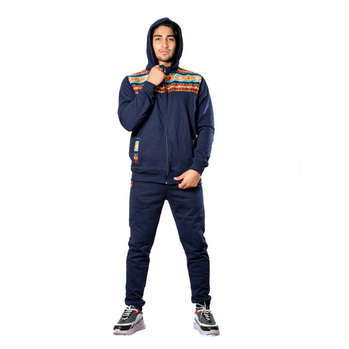 Andinsk stam geometriskt tryck träningsdräkt med huva och sweatpants för wholesale av EcuadorStores