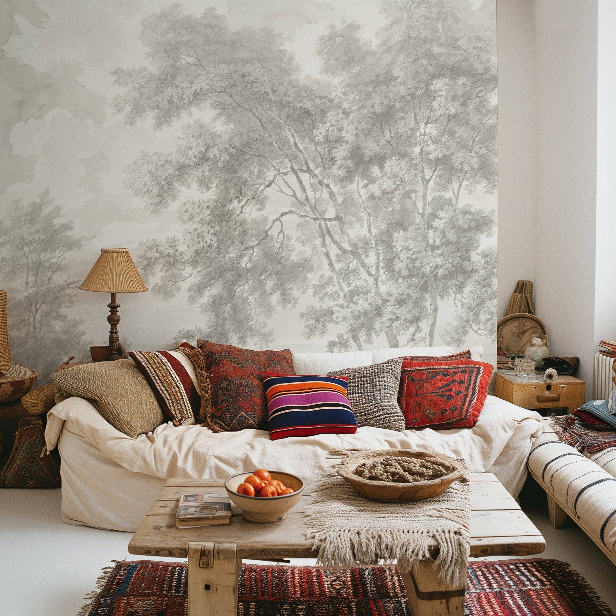 Wallpapers4Beginners – Engroshandel Tapetrulle – Tapet med landskab i creme og sepia5