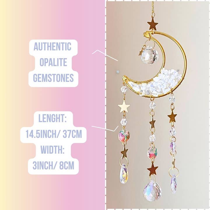 LilAryenne | Jewelry & Suncatchers - Wholesale Suncatcher - Opalite Moon Suncatcher - Crystal Window Decor Gift5
