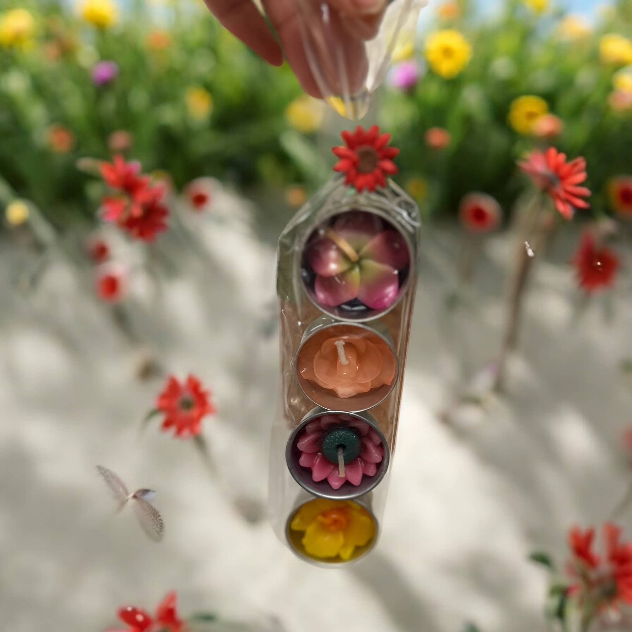 Handicraft Heaven - Wholesale Tea Light Candles - Flower-Shaped Tea Light Set: Vibrant Handmade Festive Candle0