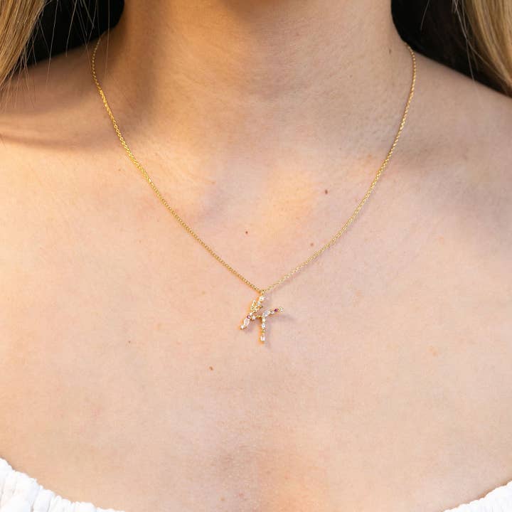 Girls Crew – wholesale Pendant/charm necklace – Flutterfly Stone Initial Necklace5