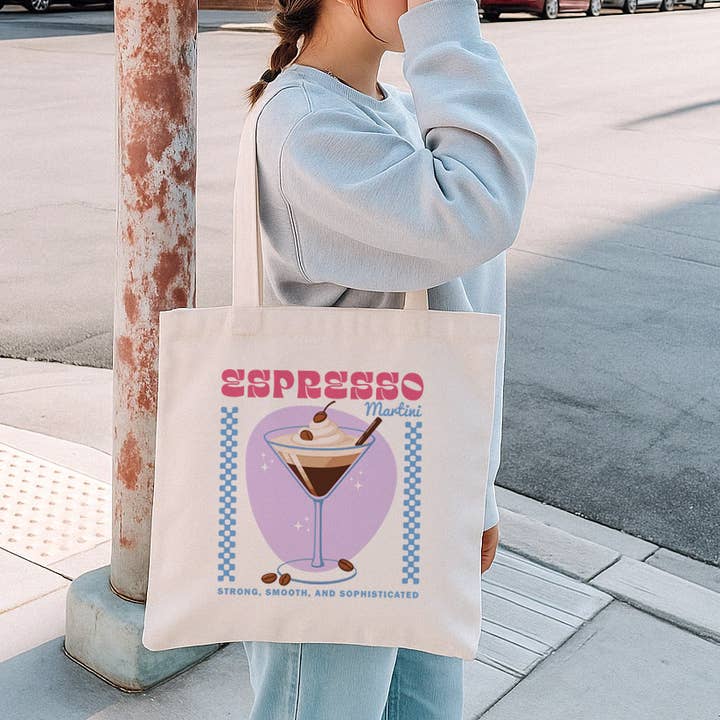 Espresso Martini Canvas Tote Bag for wholesale by DaisyChainDesignCo