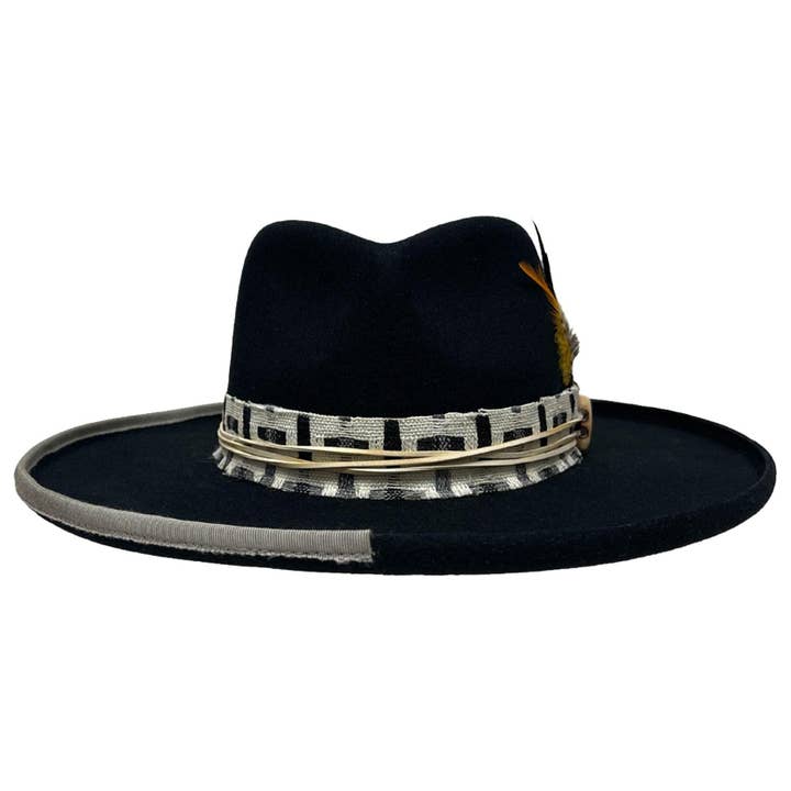 Black Wool Felt Teardrop Curled Brim Hat- Style Lounge for wholesale on Faire