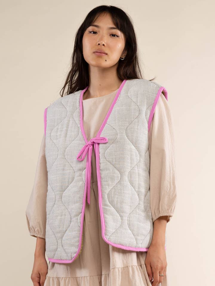 Guava Nubi Quilted Vest - Plus Size for wholesale on Faire