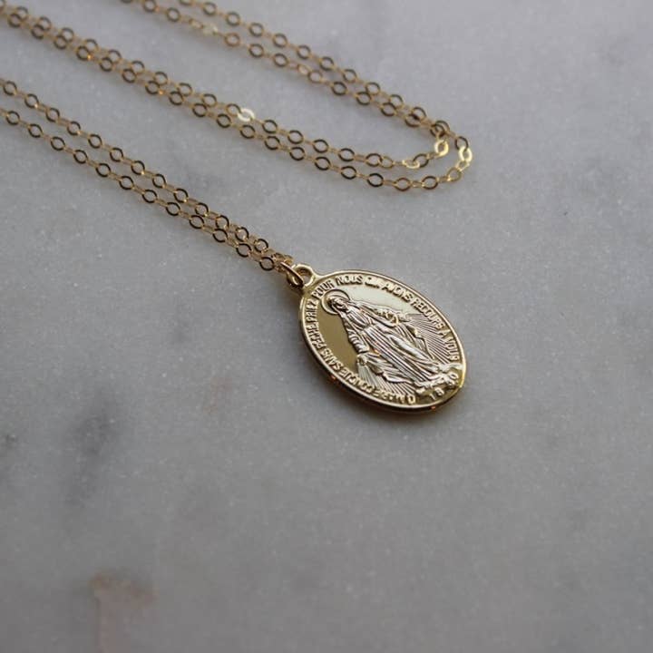 Laalee Jewelry - Venta al por mayor Collares con colgantes/abalorios - Collar grande de oro virgen María, joyería religiosa