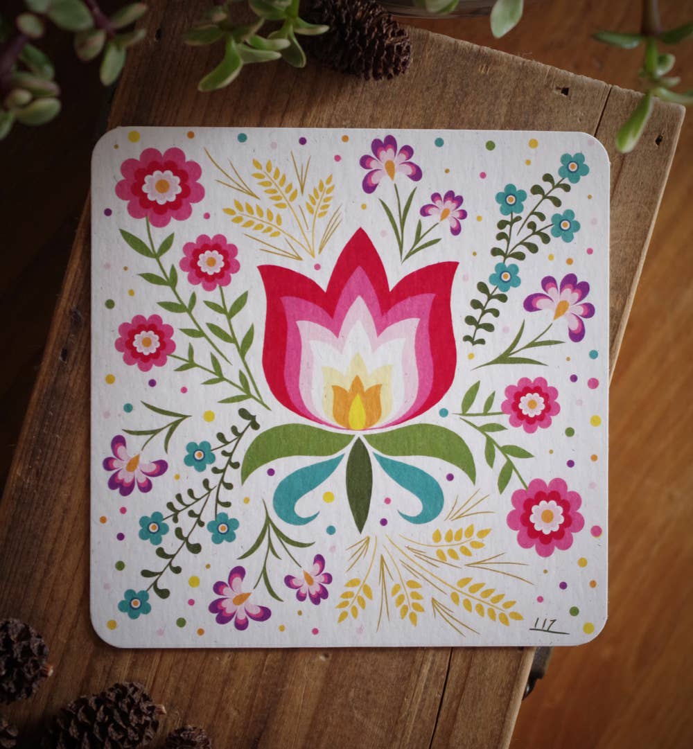 La Tanière du Hérisson - Vente Carte de vœux classique - Carte carrée - Tulipe0