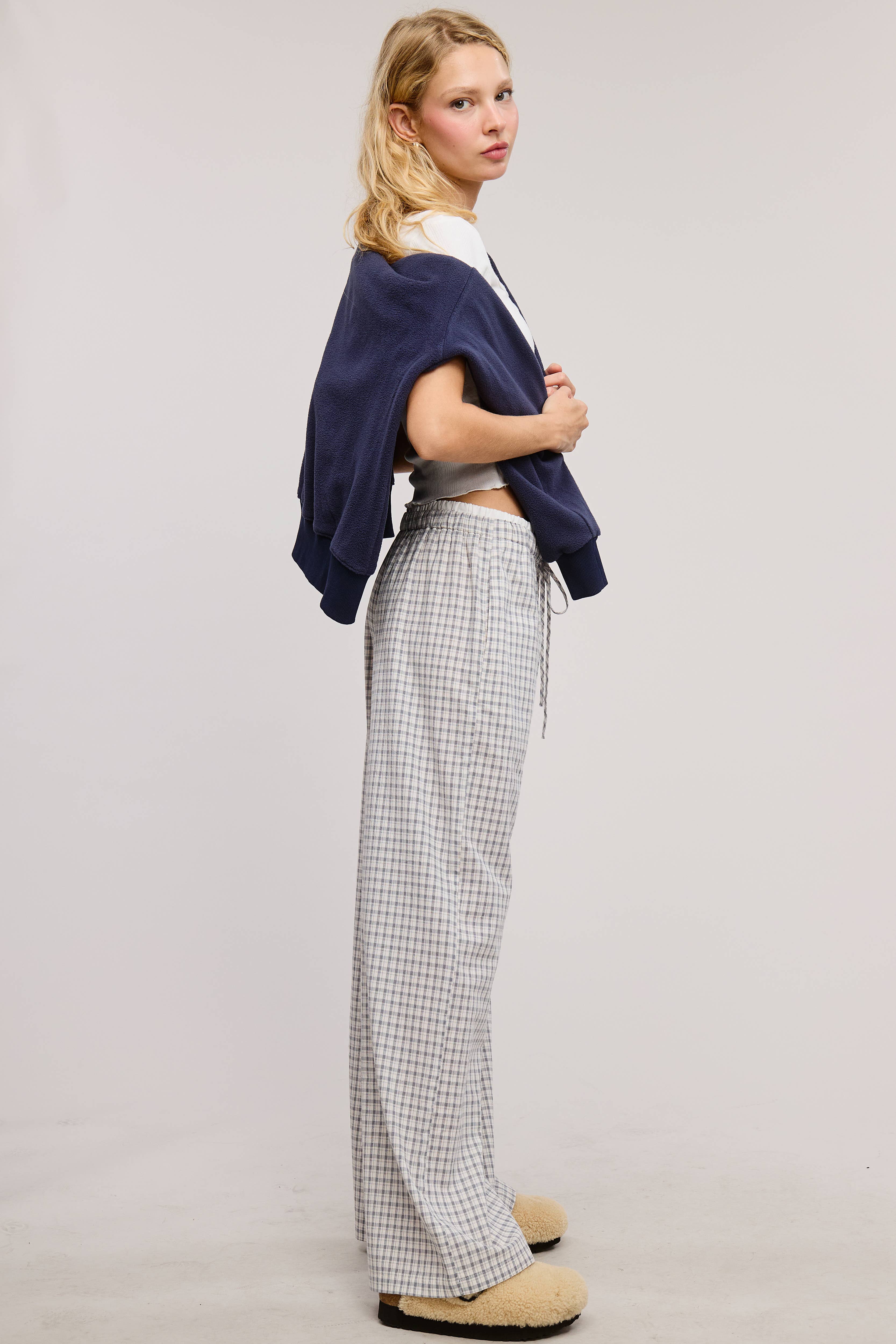 Mimosa - Wholesale Lounge Sweatpants/Joggers - Women's - Gingham Boxer Lounge Pants with Contrast Waistband18