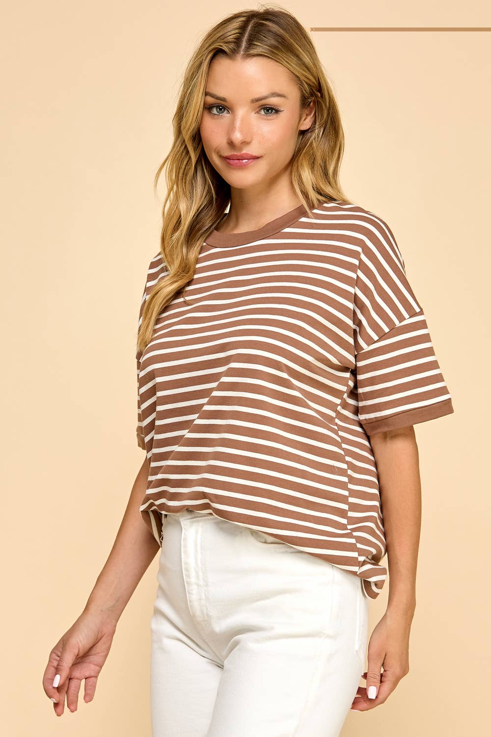 Les Amis - Vente Haut en maille – femme - Haut en maille rayé coupe décontractée casual2