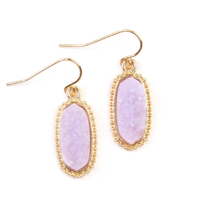 MYS Wholesale Inc - Wholesale Dangle Earrings - Stylish Druzy Stone Oval Fashion Jewelry Earrings