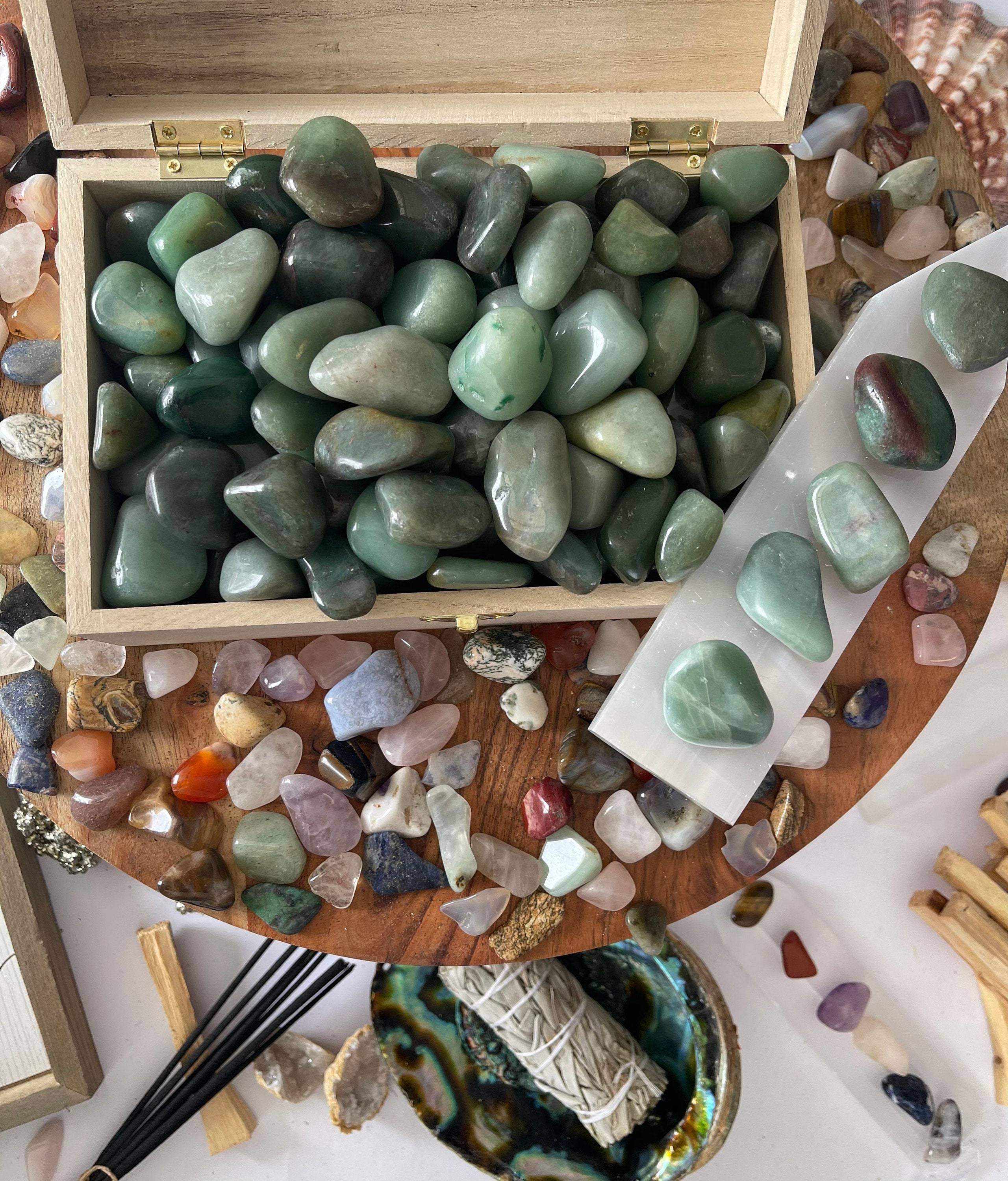 CaNatureLover - Wholesale Spiritual Stone/Crystal - Tumbled Green Aventurine Crystal Healing Tumbled Stone , 1-1.5 inch Bulk Large Natural Tumbled Polished Brazilian Gemstone Healing Crystals2