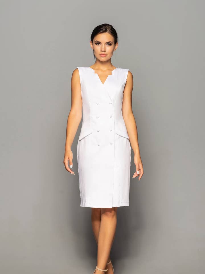 Abito estivo a matita in cotone bianco per la vendita all'ingrosso da parte di TAVROVSKA