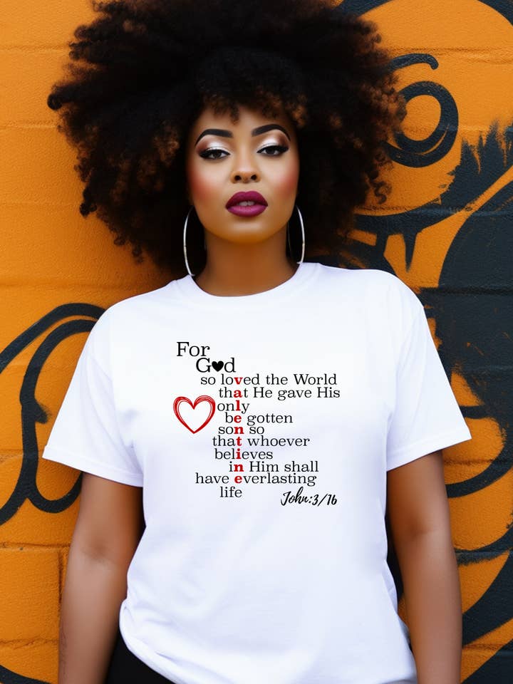 JOHN 3:16 SCRIPT T-SHIRT for wholesale by Golden Chic