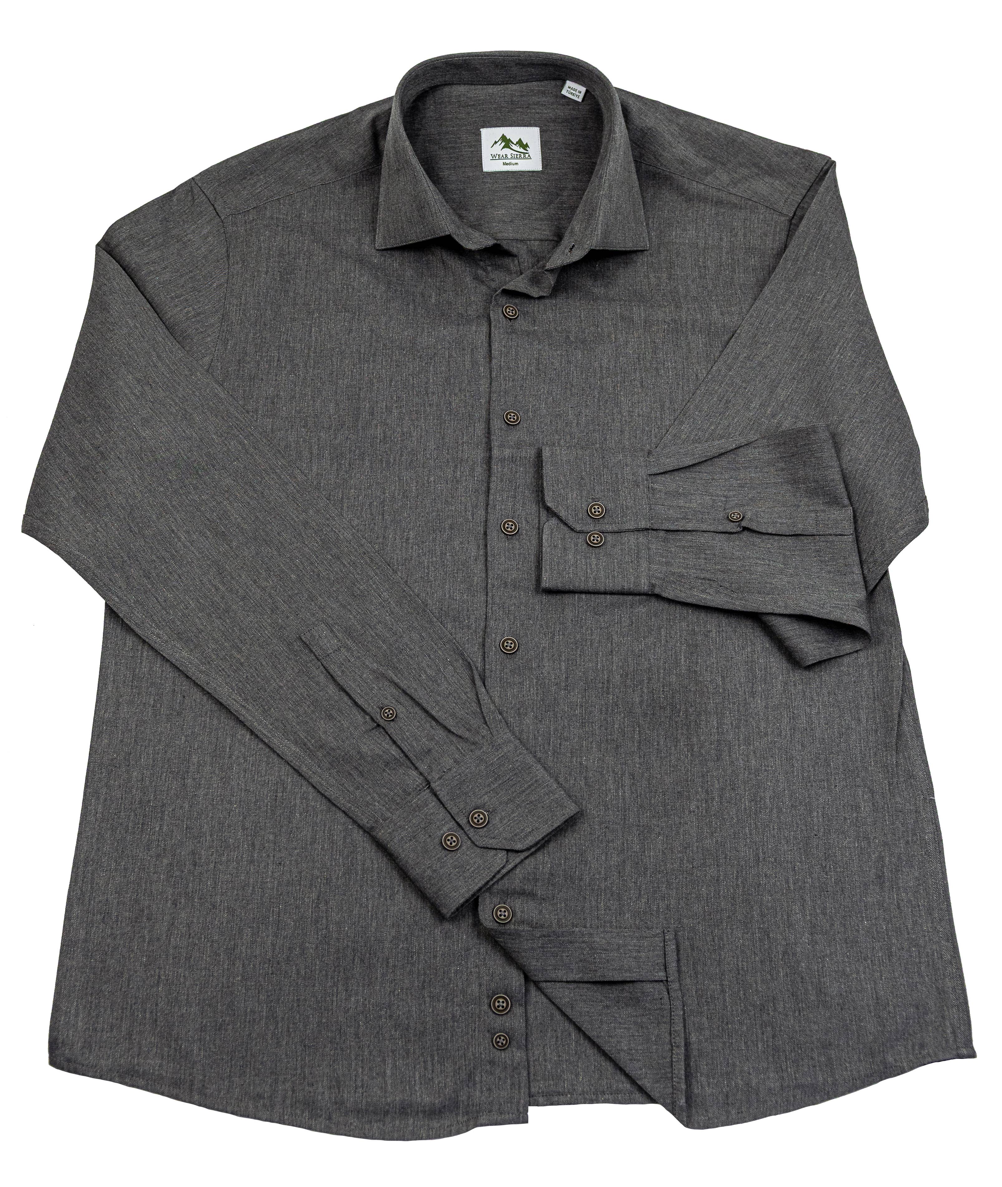 Wear Sierra - Wholesale Shirt - Men's - Men Turkish Cotton Long Sleeve Classic Gray Button Up Shirt1