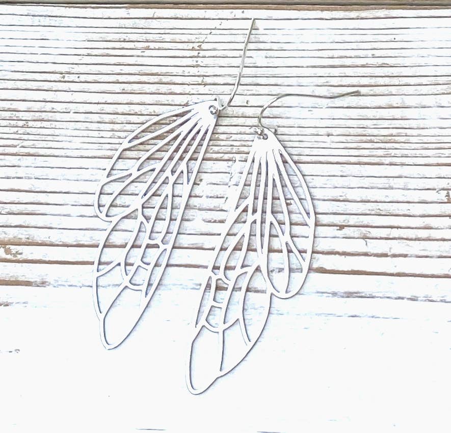 Red Truck Designs - Wholesale Dangle Earrings - Wing Earrings Silver Fairy Wings Silver Lace Cicada Wings3