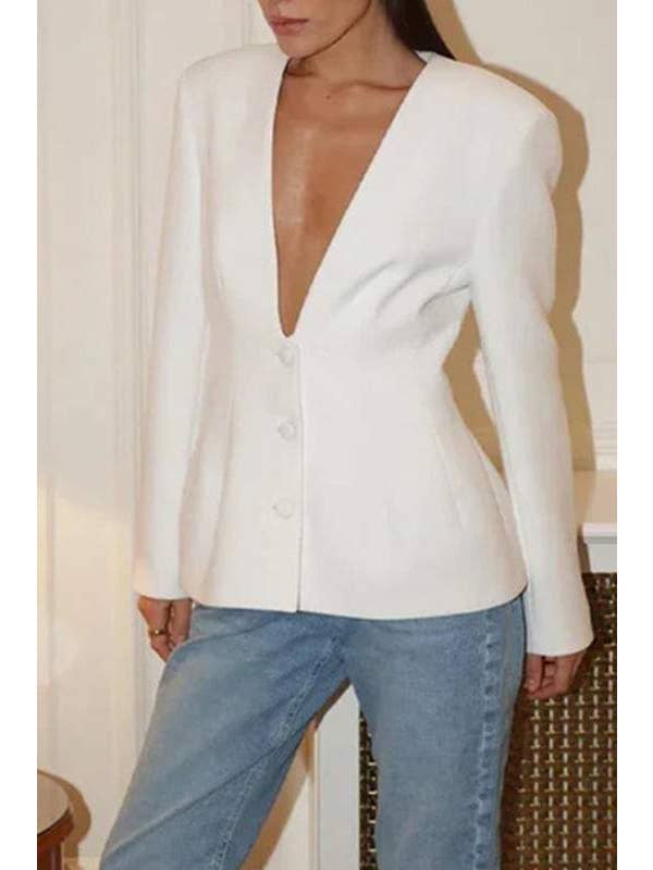 Queen Fashion - Wholesale Top & Skirt Set - Women's - fashion suit set, elegant white blazer outfit3