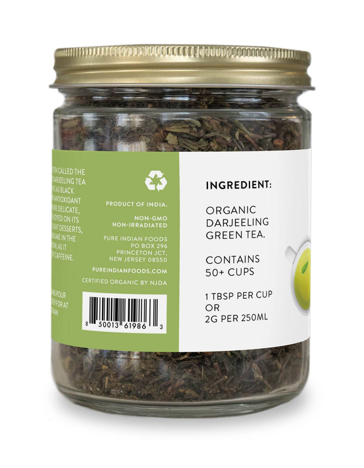 Pure Indian Foods - Wholesale Loose Tea - Darjeeling Green Tea, Certified Organic - 4 oz1