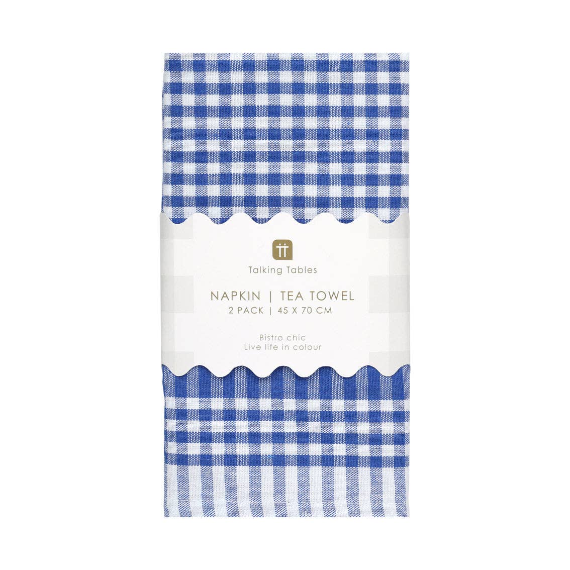 Talking Tables UK – wholesale Dinner & cloth napkin – Blue Gingham Fabric Tea Towels - 2 Pack | Kitchenware |3