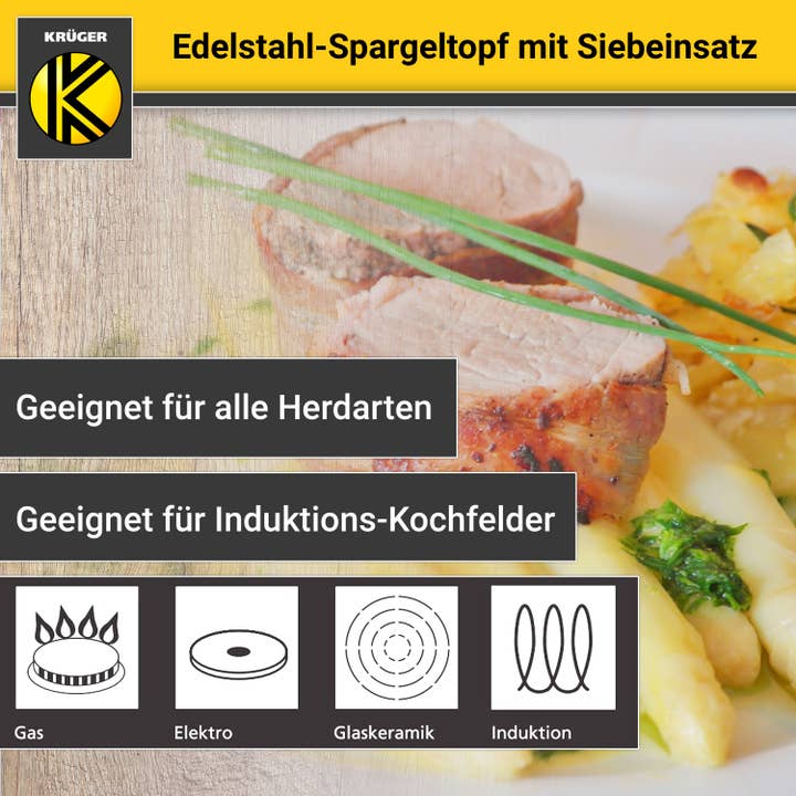 Karl Krüger – Engroshandel Gryde – Karl Krüger aspargesgryde i rustfrit stål med siindsats2