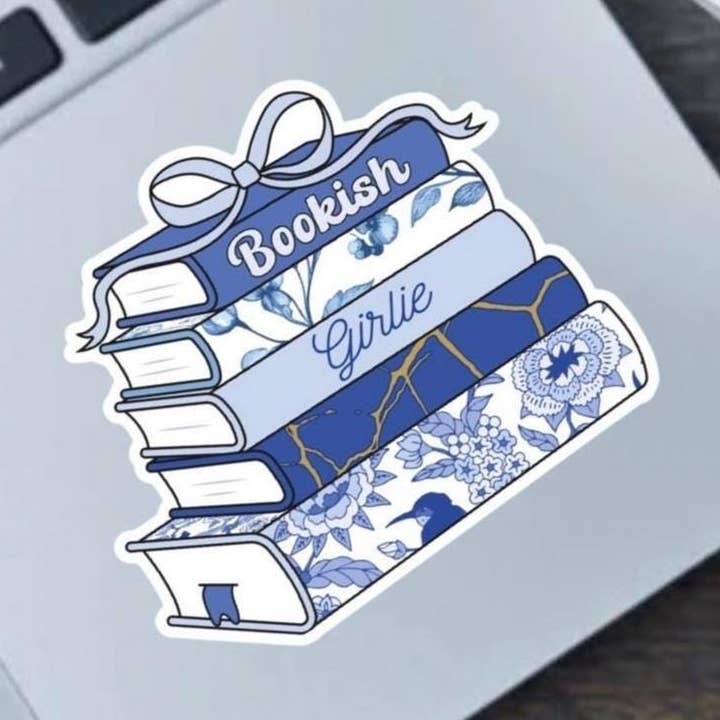 Chinoiserie Bookish Girlie 2.5" Vinyl Sticker for wholesale by Fable and Flame Co.