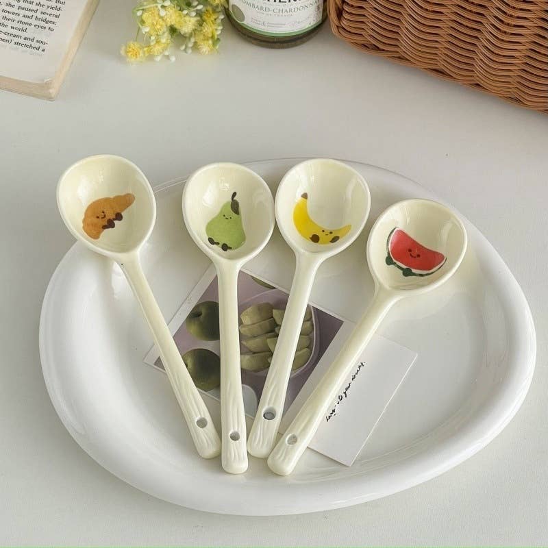 Otterware - Wholesale Kitchen Spoon - Kawaii Hand-Painted Ceramic Fruit & Pastry Spoons6