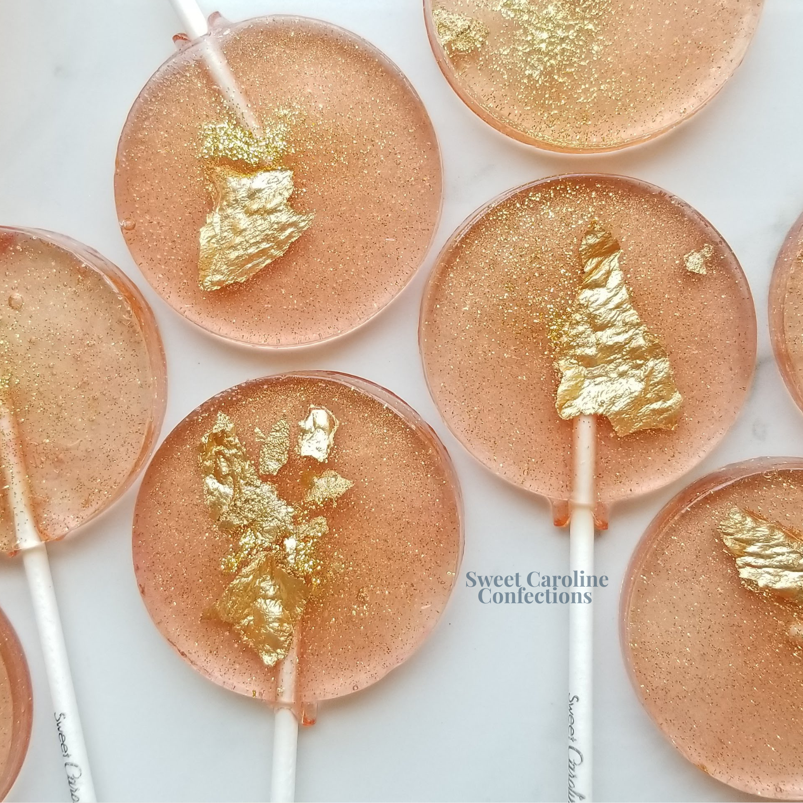 Sweet Caroline Confections - Wholesale Lollipop - Rosé Wine Sparkle Lollipops, Rosé Wine Flavor, 10/Case-VEGAN2