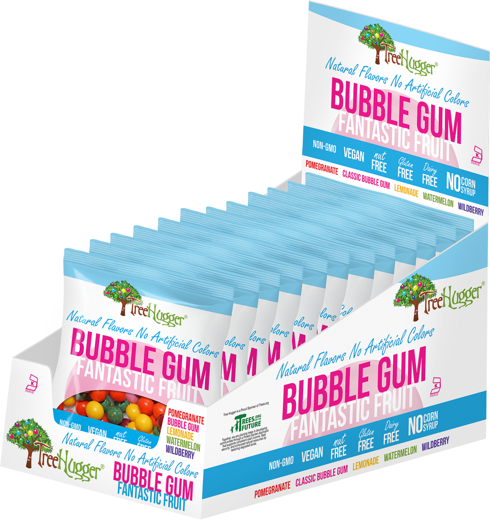 Tree Hugger Gum and Bubble Gum Filled Candy - Vente Chewing-gums - Tree Hugger Bubble Gum Fantastic Fruit, sachets et présentoir, 12 x 2 oz2