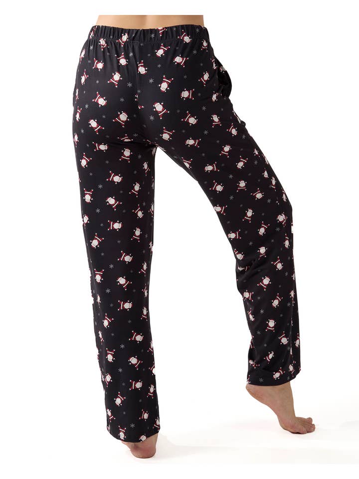 Black Tossed Santa Women`s PJ Pant In Bag for wholesale on Faire3
