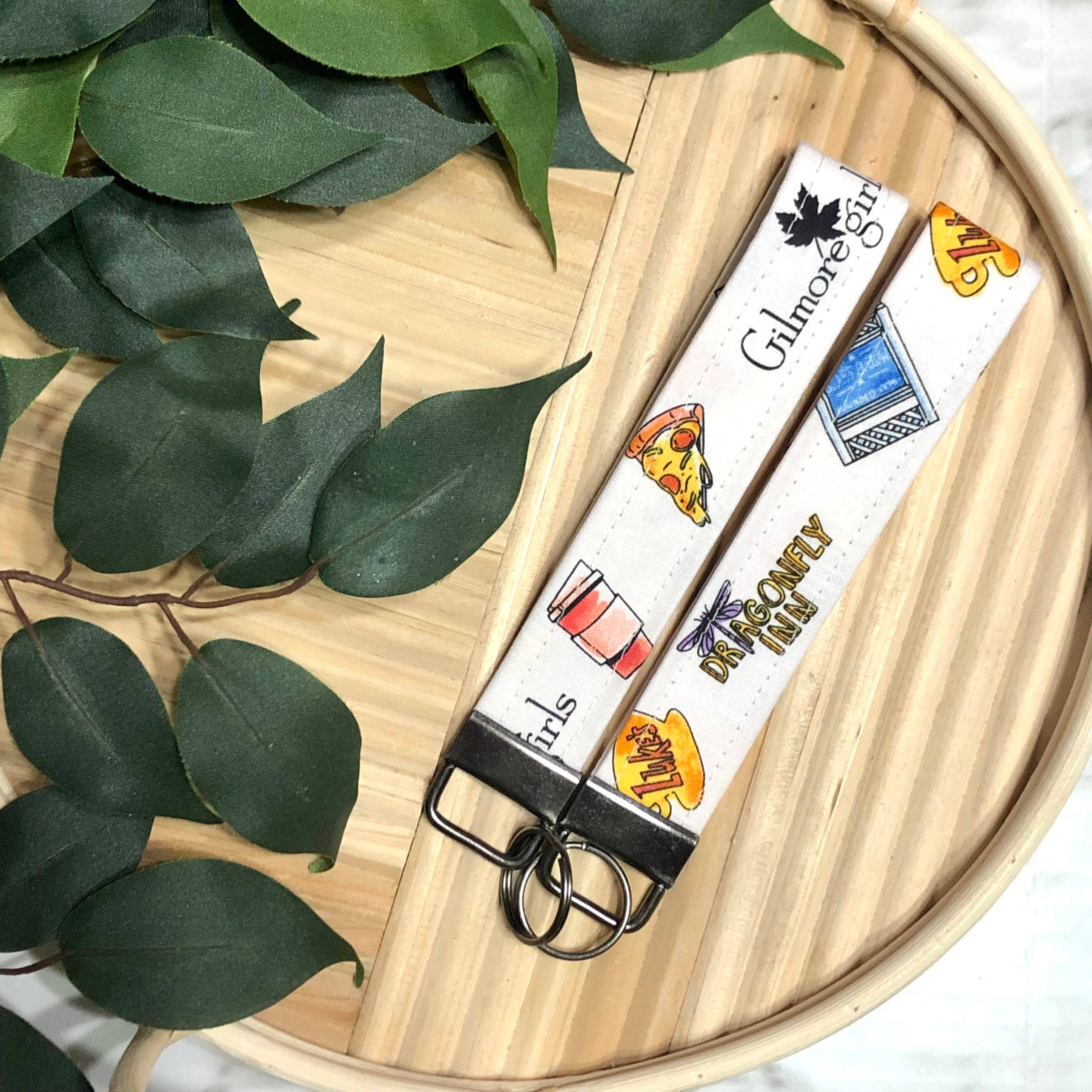 MDStickerShop - Wholesale Keychain - Women's - Gilmore Girls Icons Print Fabric Wristlet Keychain, Key Fob2