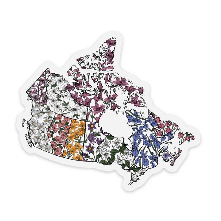 Adhesivo de vinilo mate transparente con diseño floral del mapa de Canadá para venta al por mayor de Jaybee Design