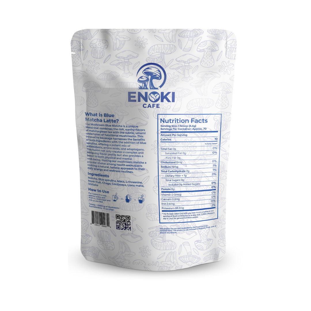 Enoki Cafe - Wholesale Health/Detox Tea - Blue Matcha Latte - 16oz5
