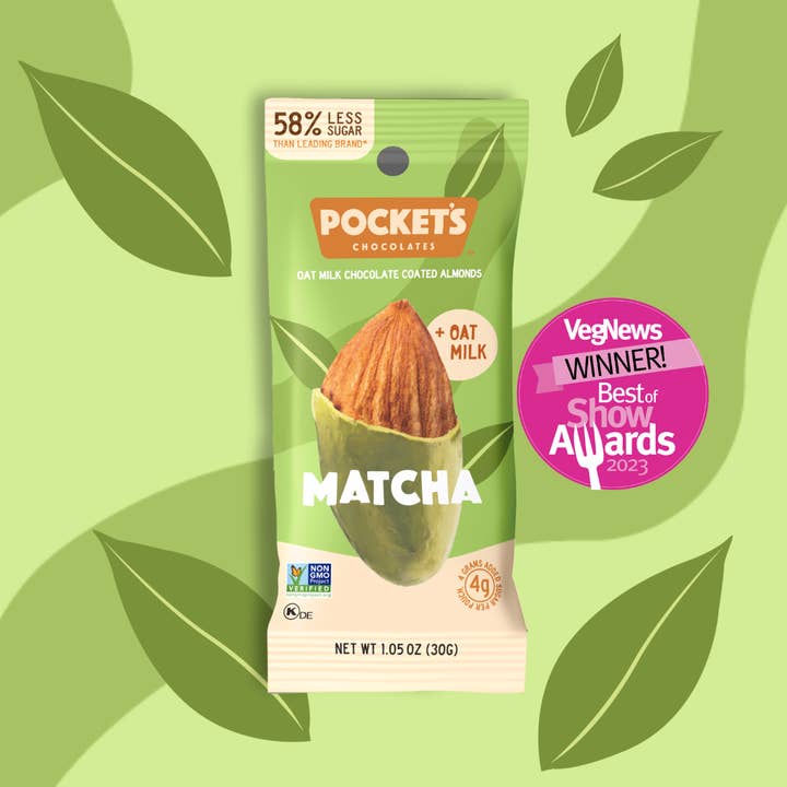 Pocket's Chocolates (Formerly Pocket Latte) - Wholesale Chocolate Covered Sweets - Matcha Chocolate Almonds, 1.05 oz Single Serve Packs1