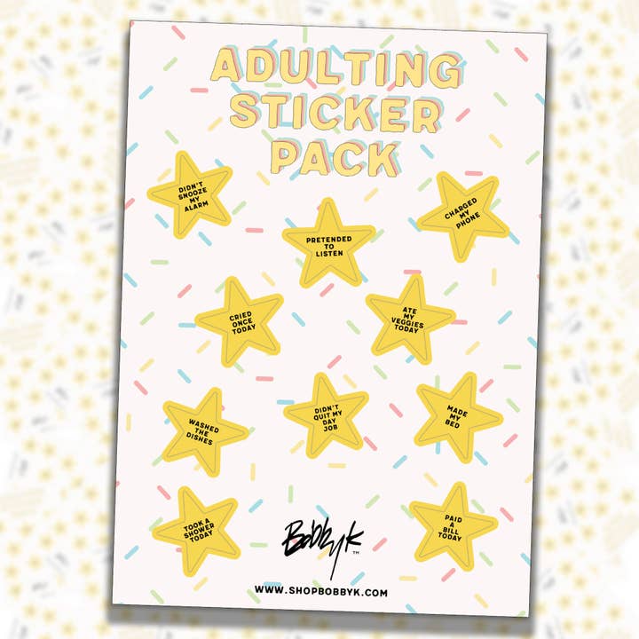 Adulting Sticker Pack Sheet for wholesale by BOBBYK