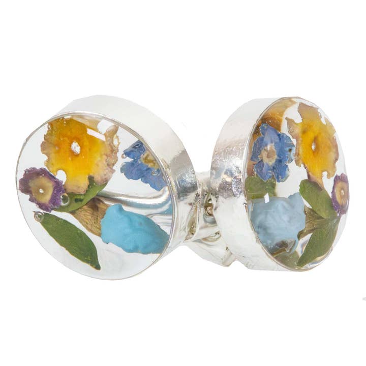 Pressed Flower Bouquet Round Stud Earrings - MIXED COLORS for wholesale by Global Crafts