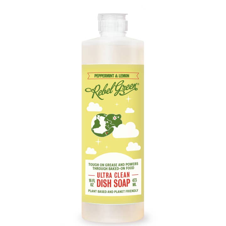 Rebel Green - Wholesale Dish Soap - Dish Soap - Peppermint and Lemon 16oz (unit)