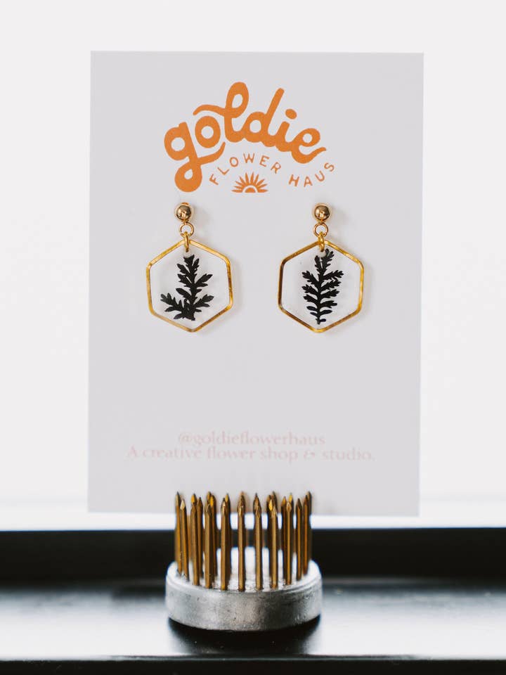 Black Fern Hexagons for wholesale by Goldie Flower Haus