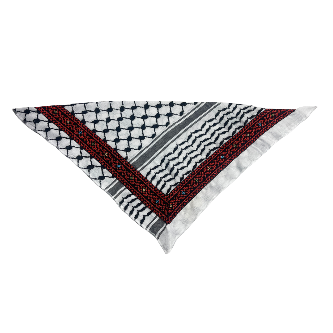 Sitti Social Enterprise - Wholesale Bandana - Women's - Jourie Embroidered BANDANA Kuffiyeh - Black and White2