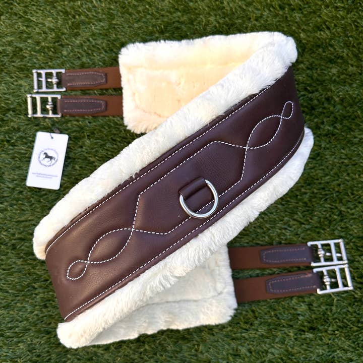 Soft Padded Pro Leather Hunter Girth with Liner Options for wholesale by The Blissful Equestrian