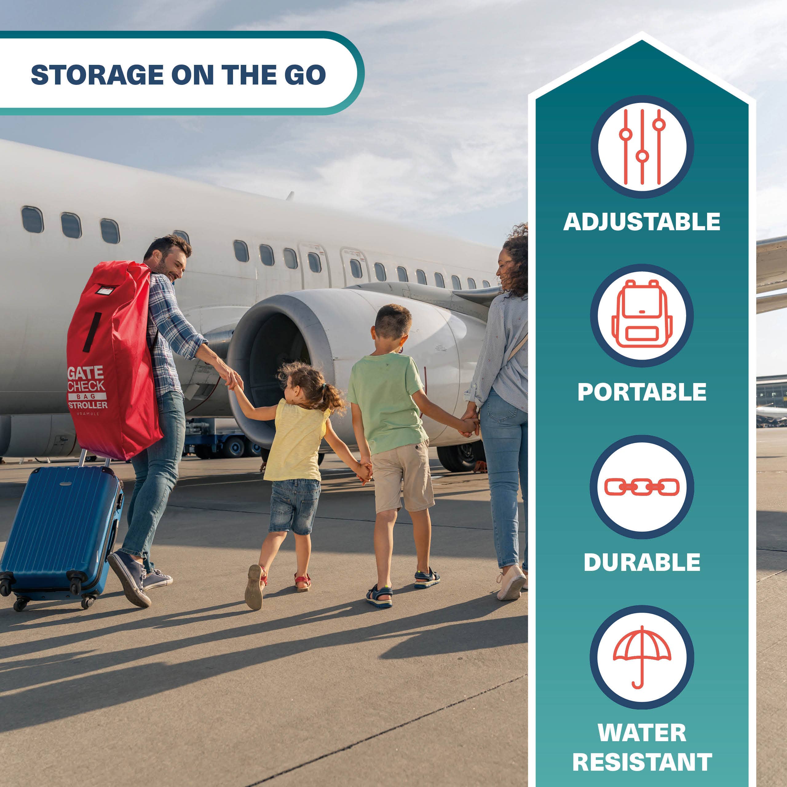 Bramble – wholesale Travel set – Pushchair/Pram Travel Bag for Airplane (Red, Small Size)2