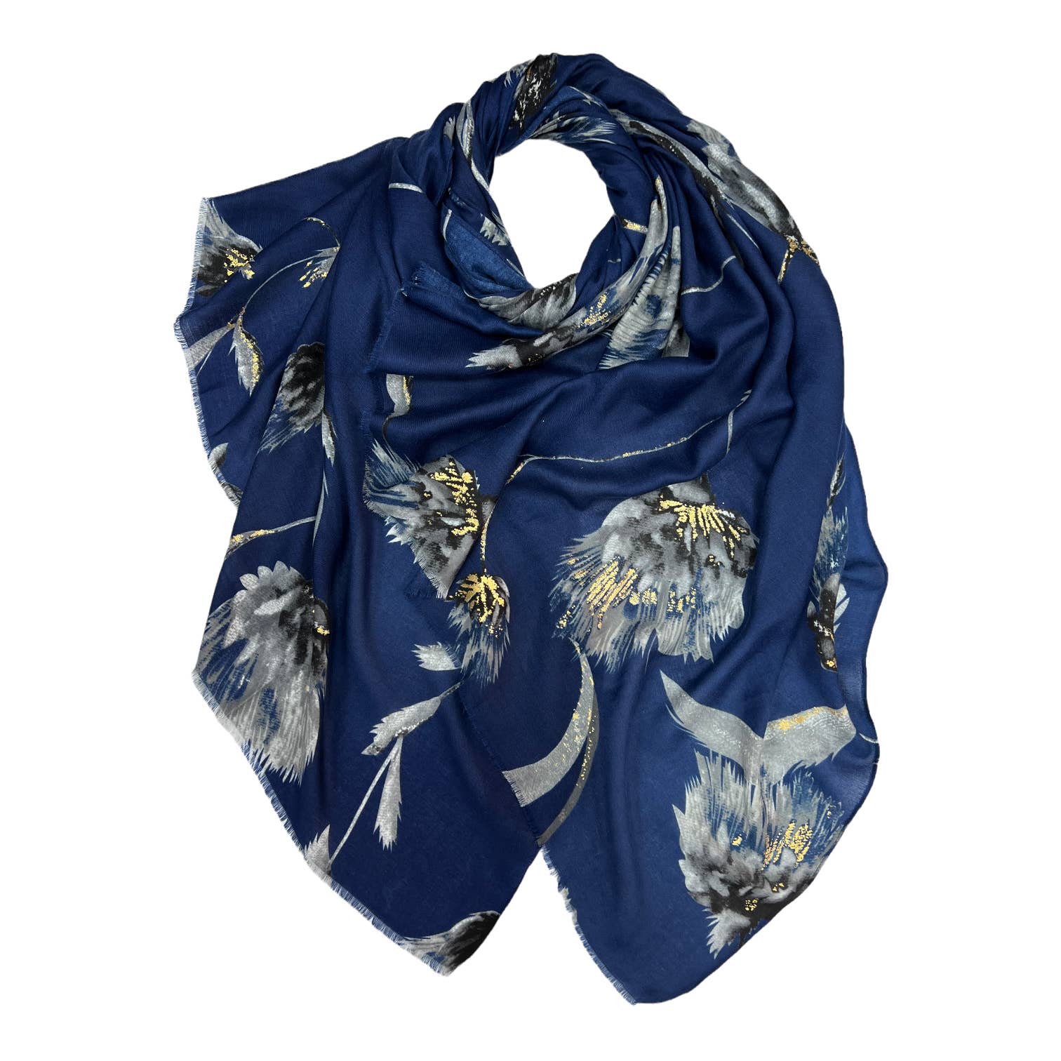 London Scarves - Wholesale Scarf - Women's - Dusty miller flower print on medium weight scarf17