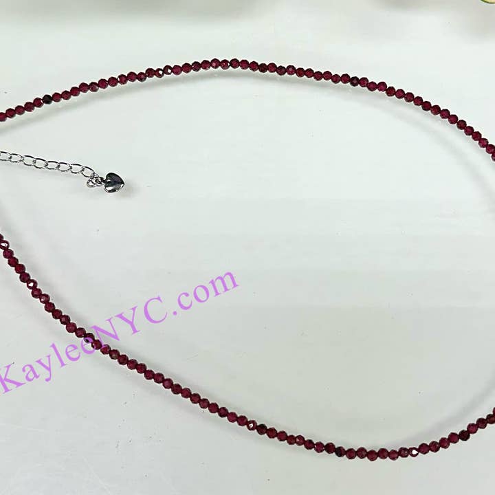 KayleeNYC - Wholesale Beaded/Pearl Necklace - 2mm Natural Garnet Necklaces Crystals Healing Energy2