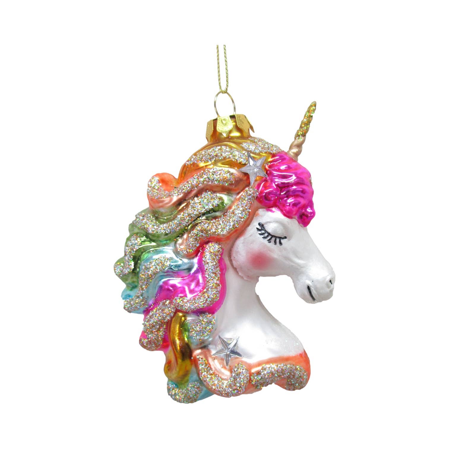 December Diamonds - Wholesale Ornament - 4.5in Rainbow Unicorn Head Orn