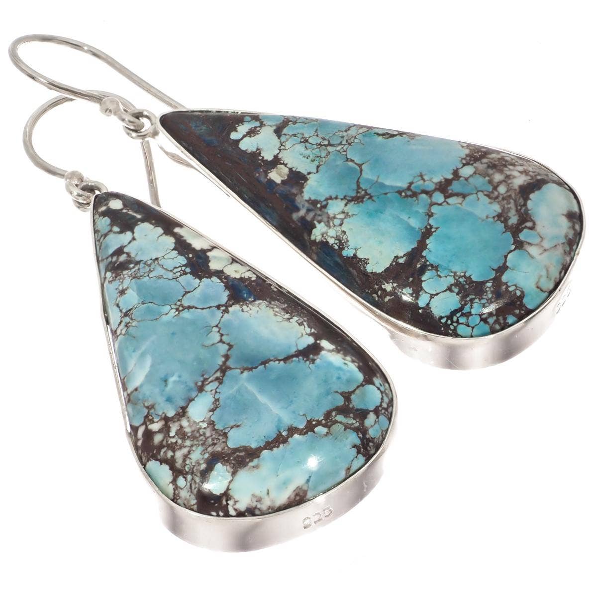 FifiRose – wholesale Dangle earrings – 925 silver genuine blue persian turquoise sterling dangle drop earrings, 1 3/8"1