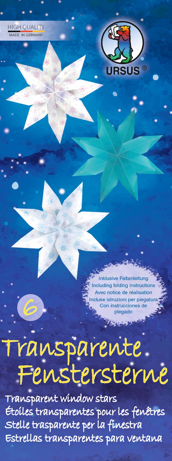 URSUS® / Buntpapierfabrik Ludwig Bähr GmbH & Co. KG - Wholesale Craft Supplies - Transparent window stars, sorting 060