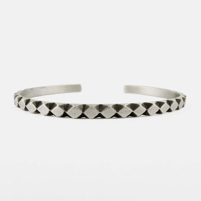 Hand Carved Diamond Pattern Cuff Bracelet for wholesale by Jane Diaz NY
