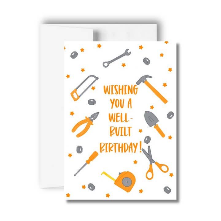 Wishing You a Well-Built Birthday Greeting Card for wholesale by Brandi Creations Design Studio