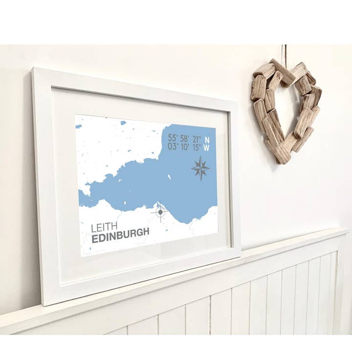 Leith Coastal Map Print for wholesale by SeaKisses