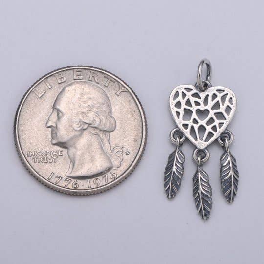 Aim Eternal - Wholesale Individual Charm/Pendant - 925 Sterling Silver Heart Dream Catcher Charm, Love Charm Bohemian Charm for Necklace Bracelet Earring Component Boho Jewelry Inspired SL-1902