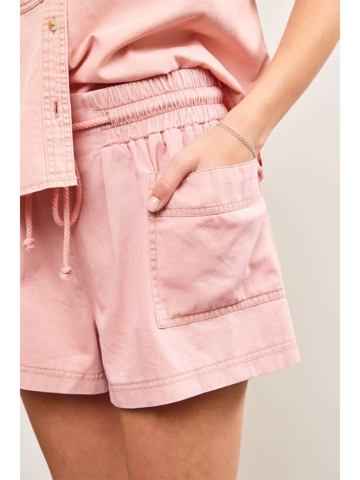 Mustard Seed - Wholesale Shorts - Women's - ELASTIC BANDED TIE FRONT POCKET SHORTS